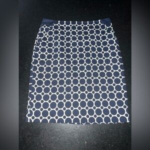 THE LIMITED NAVY BLUE WHITE POLKA DOT PENCIL SKIRT POCKETS LINED SZ 6